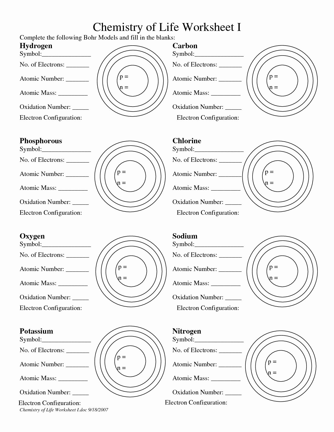 Best 77+ Bohr Model Diagram Worksheet Answers 7