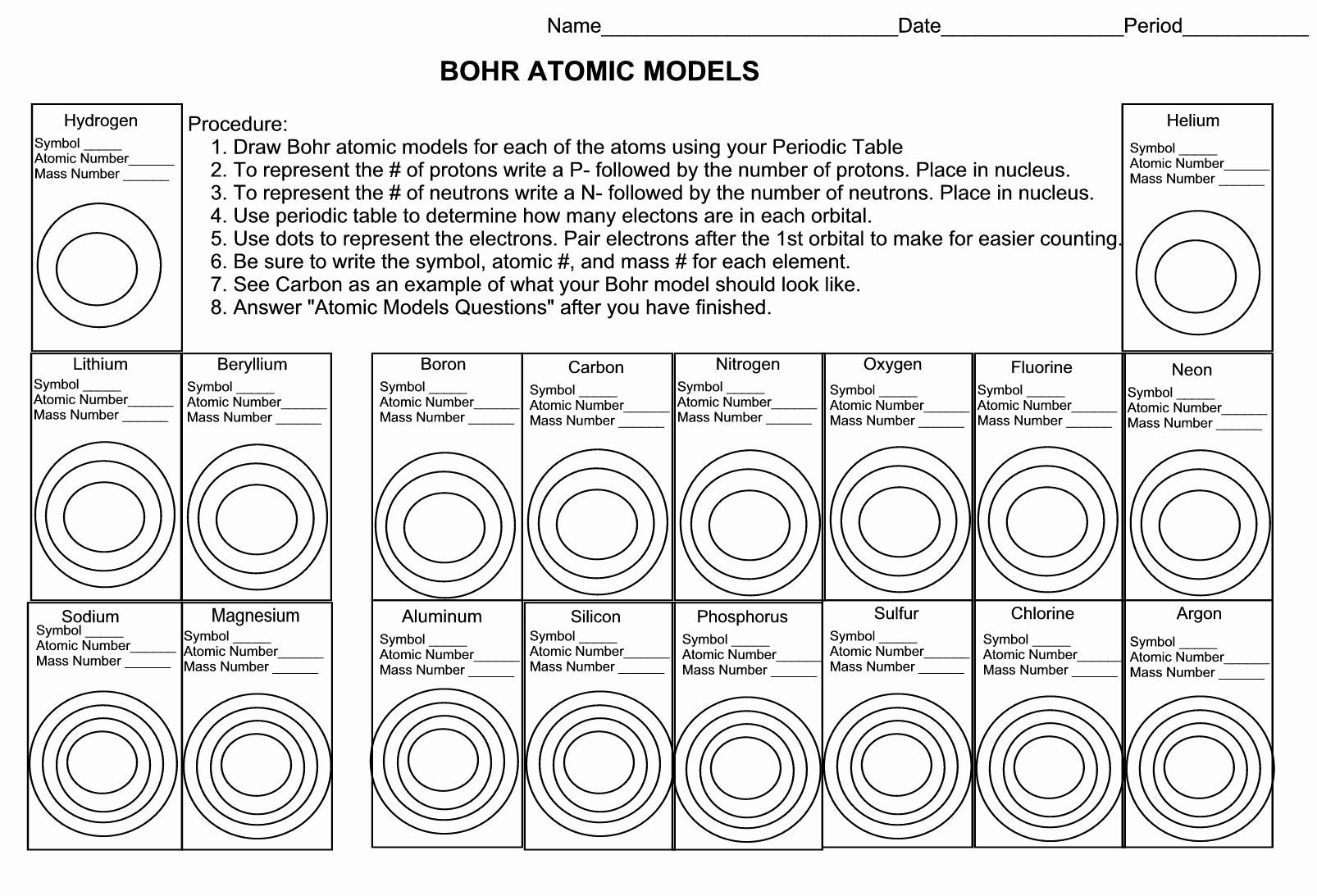 Best 77+ Bohr Model Diagram Worksheet Answers 80