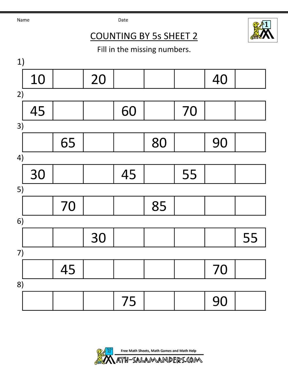 Counting By 5S Worksheets 12