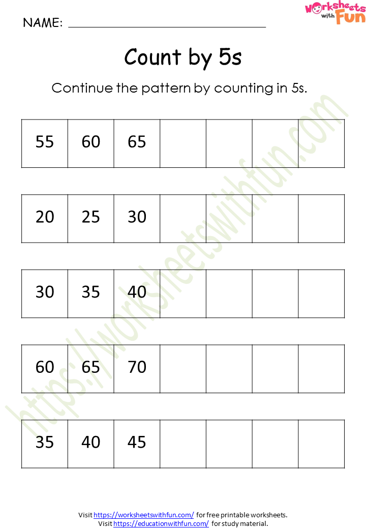 Counting By 5S Worksheets 55