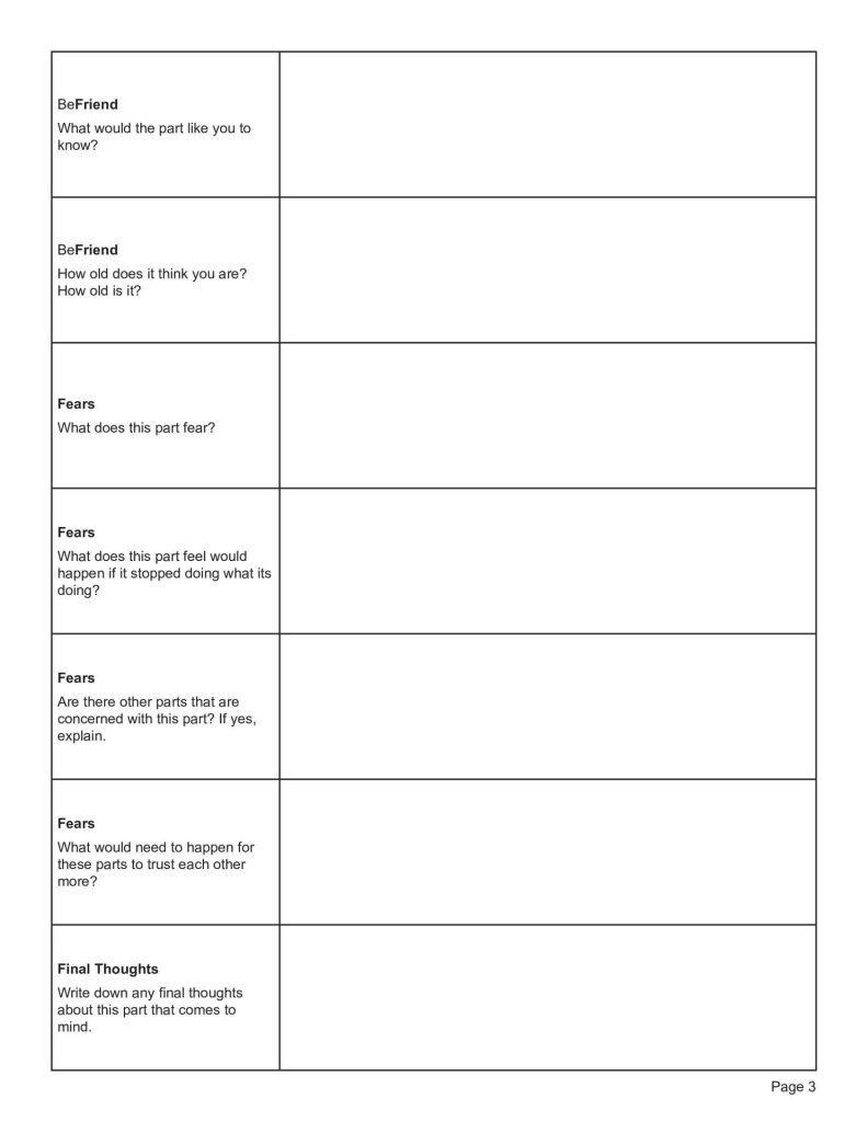 Free Printable Internal Family Systems Worksheets 13