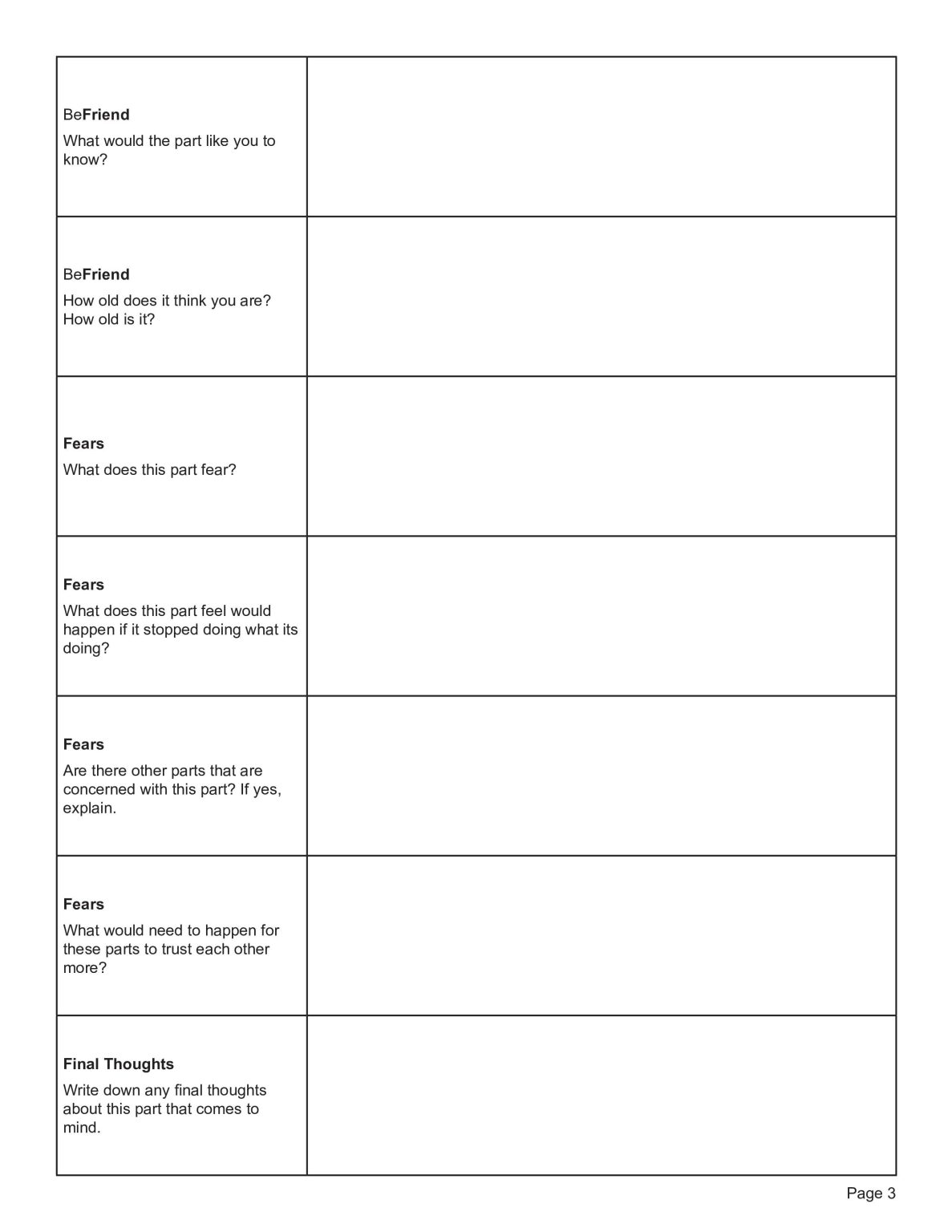 Free Printable Internal Family Systems Worksheets 21