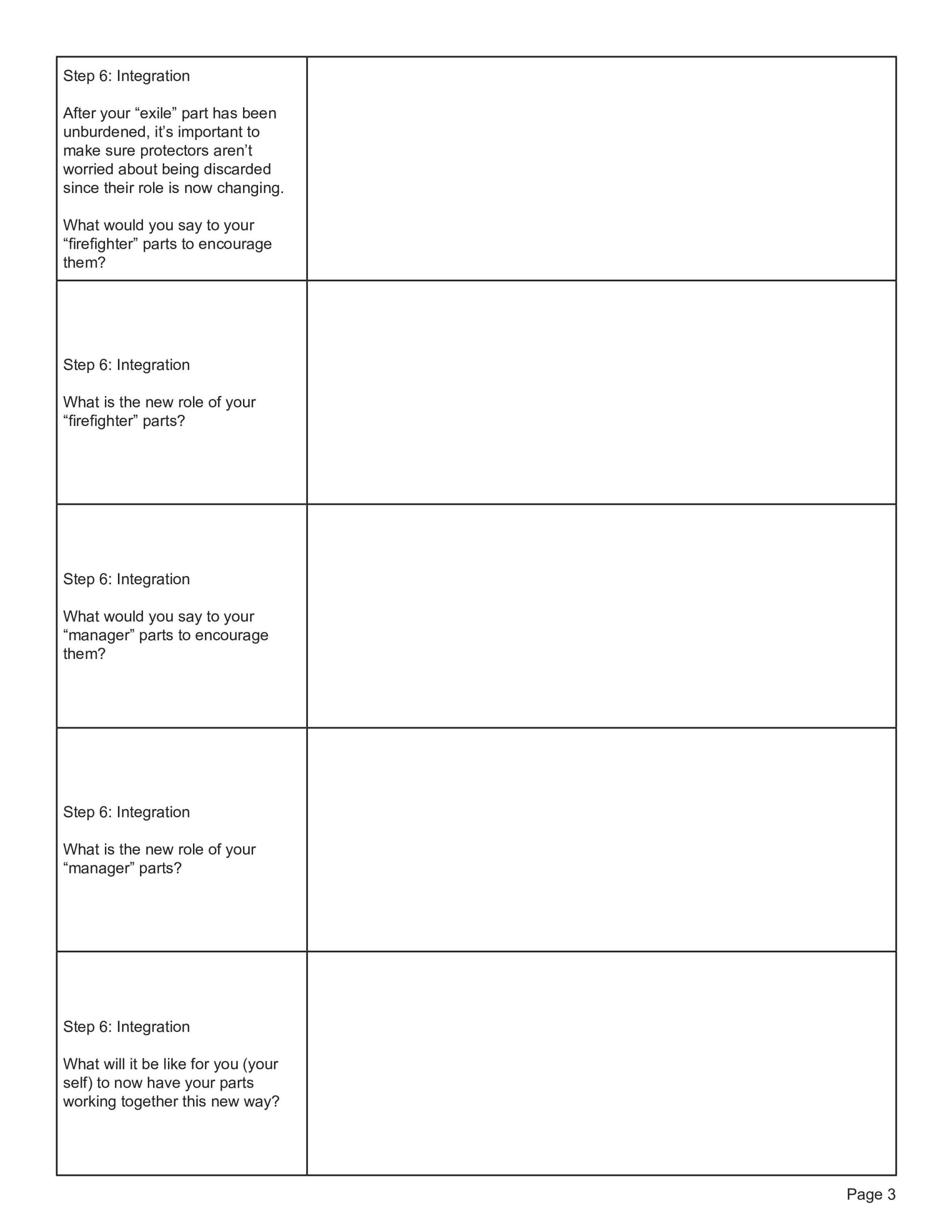 Free Printable Internal Family Systems Worksheets 25