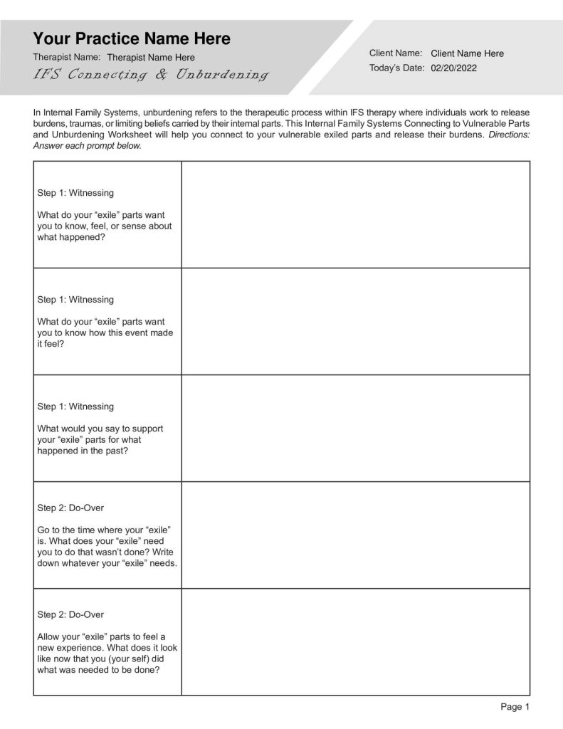 Free Printable Internal Family Systems Worksheets 41