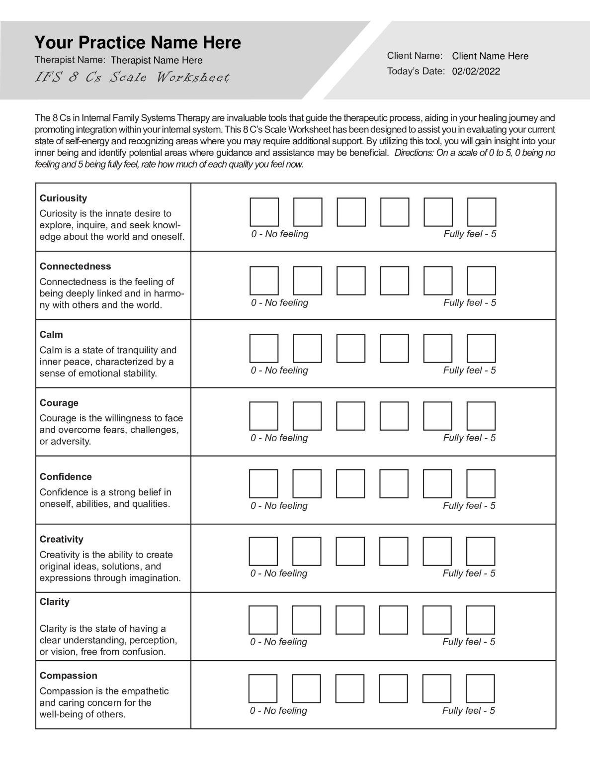 Free Printable Internal Family Systems Worksheets 58