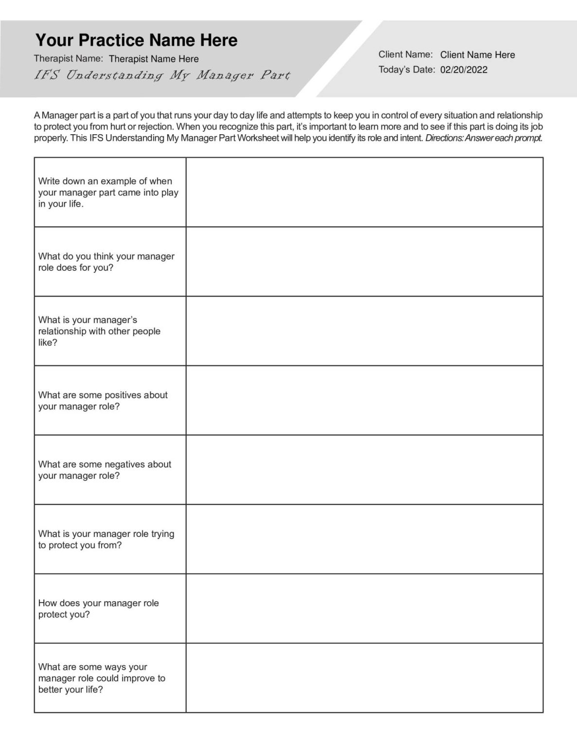 Free Printable Internal Family Systems Worksheets 64