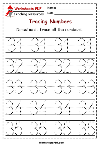 Get 60+ Number Tracing Worksheets 1-30 Pdf 32