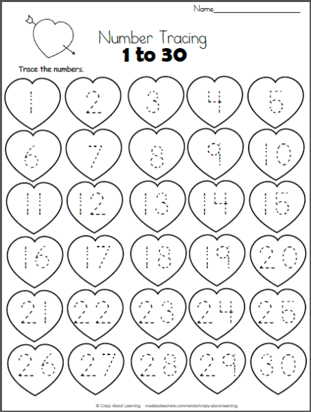 Get 60+ Number Tracing Worksheets 1-30 Pdf 39