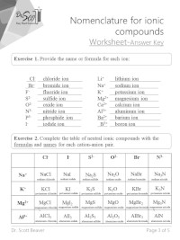 Naming Binary Compounds Worksheet With Answers 29