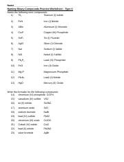 Naming Binary Compounds Worksheet With Answers 30