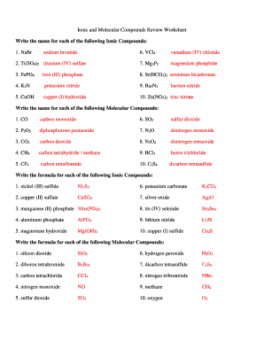 Naming Binary Compounds Worksheet With Answers 33