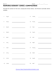 Naming Binary Compounds Worksheet With Answers 40