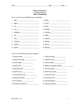 Naming Binary Compounds Worksheet With Answers 48