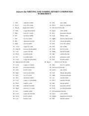 Naming Binary Compounds Worksheet With Answers 5