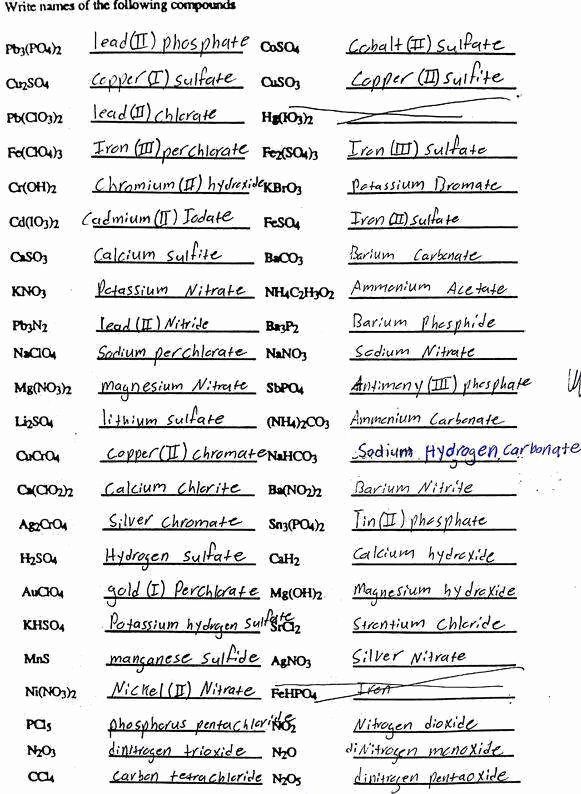 Naming Binary Compounds Worksheet With Answers 53