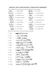 Naming Binary Compounds Worksheet With Answers 6