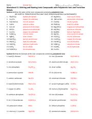 Naming Binary Compounds Worksheet With Answers 76