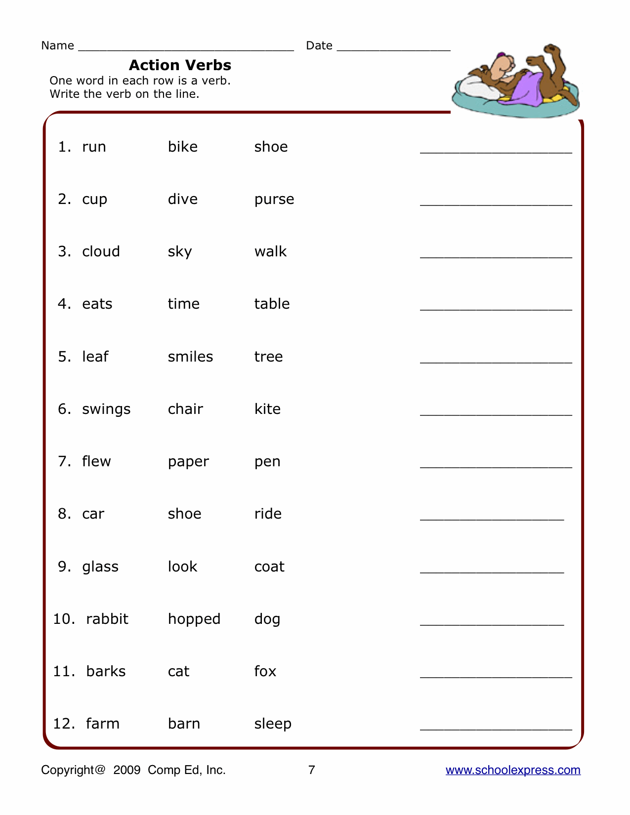 Noun And Verb Worksheet 102