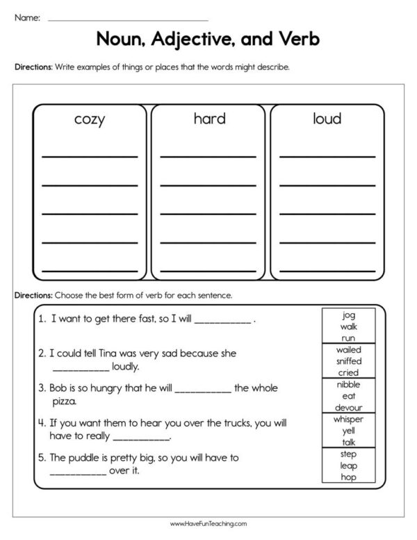 Noun And Verb Worksheet 106