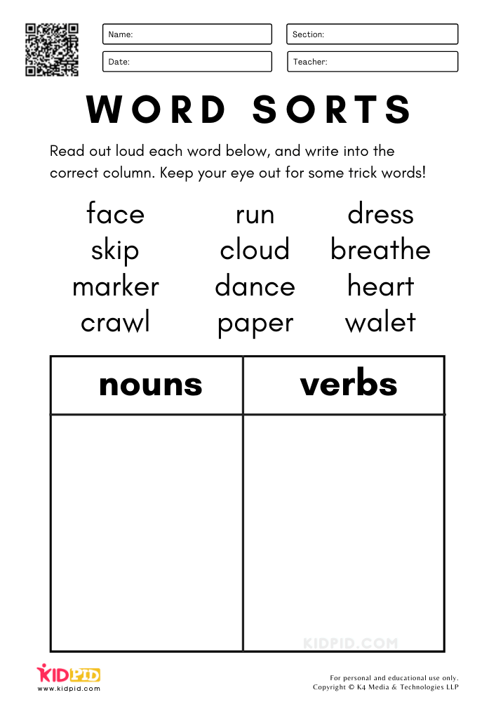 Noun And Verb Worksheet 108