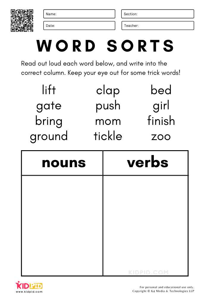 Noun And Verb Worksheet 112