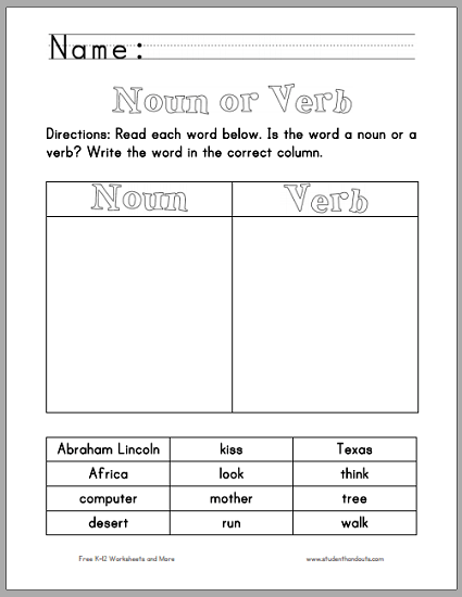 Noun And Verb Worksheet 13