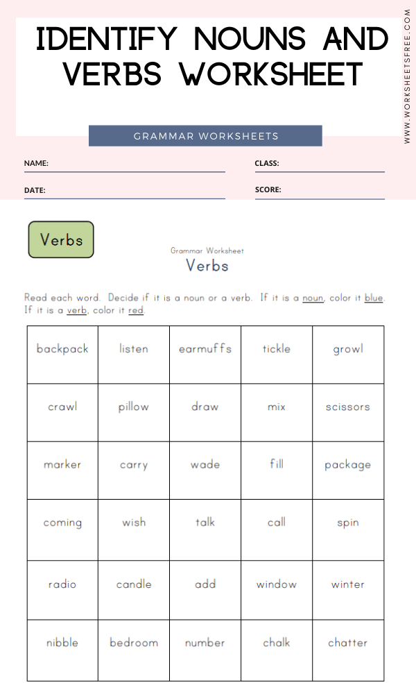 Noun And Verb Worksheet 25