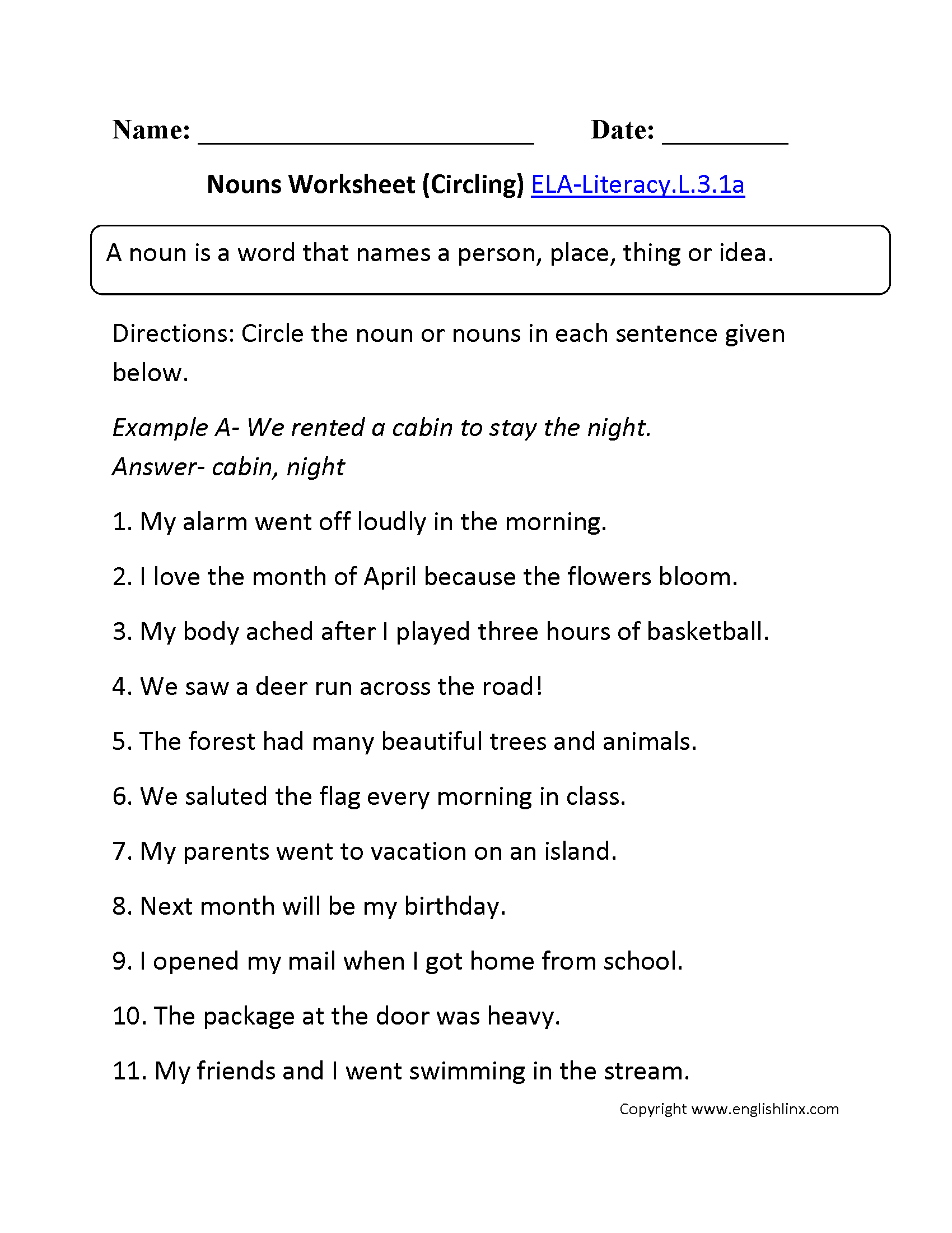 Noun And Verb Worksheet 54