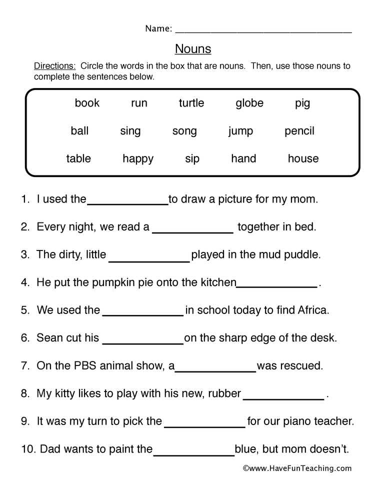 Noun And Verb Worksheet 58