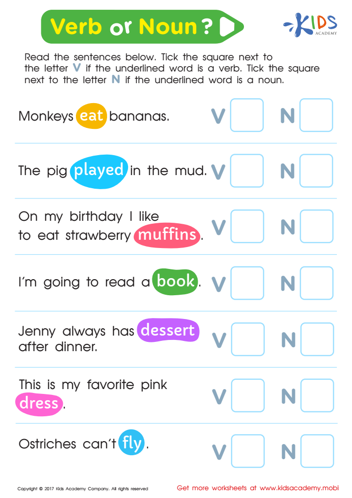 Noun And Verb Worksheet 69