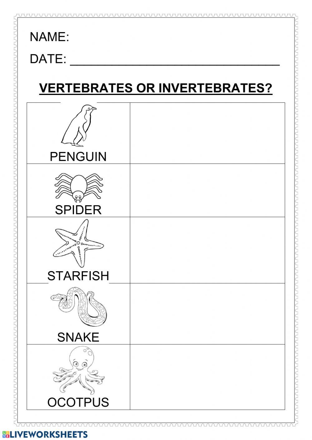 Print 40+ Vertebrates And Invertebrates Worksheets 24