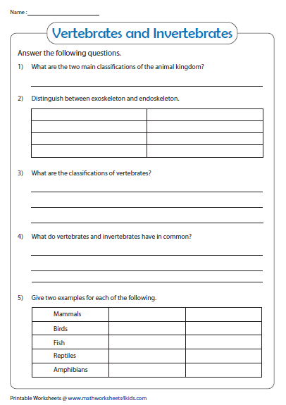 Print 40+ Vertebrates And Invertebrates Worksheets 52