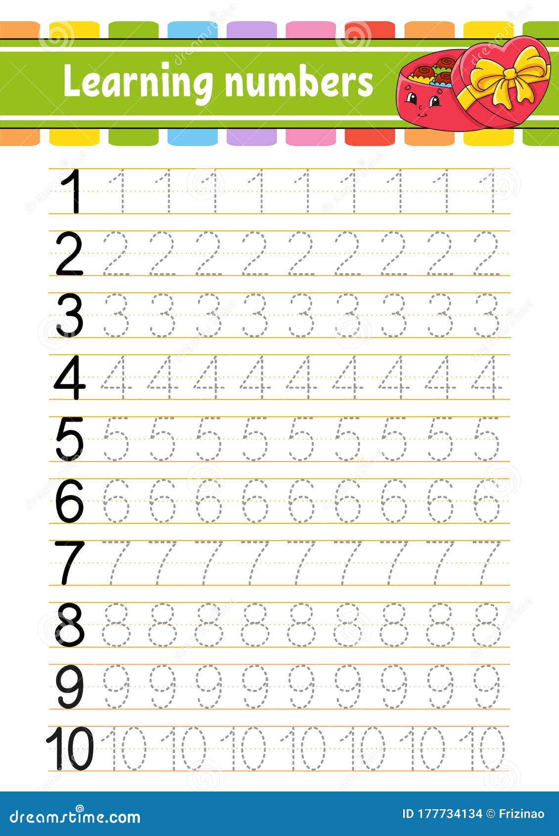 Printable 1 to 10 Tracing Worksheets 10