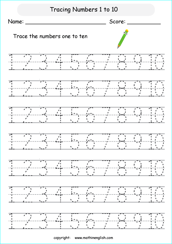 Printable 1 to 10 Tracing Worksheets 11