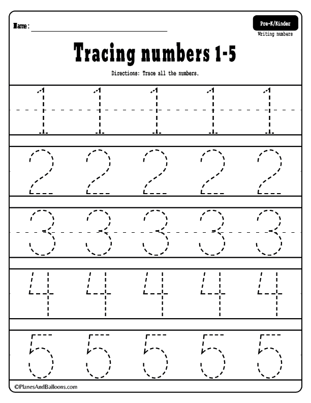 Printable 1 to 10 Tracing Worksheets 15