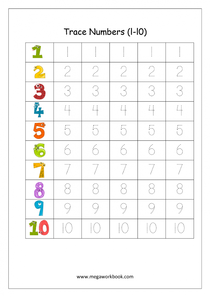 Printable 1 to 10 Tracing Worksheets 18