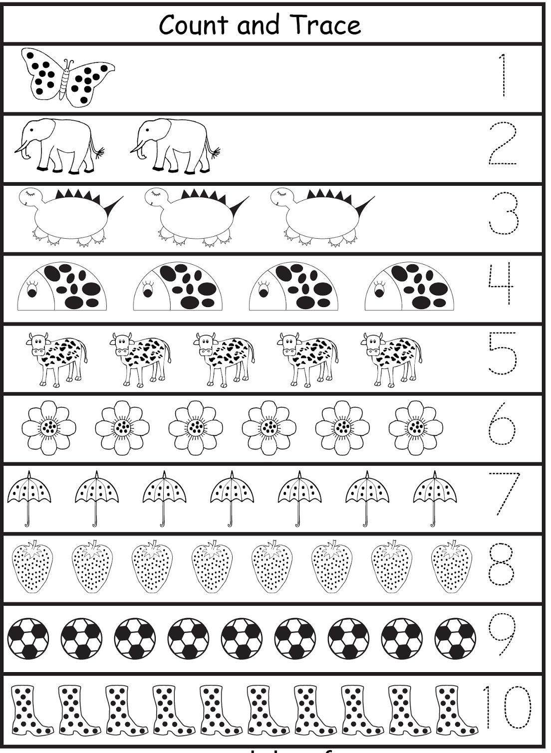 Printable 1 to 10 Tracing Worksheets 28