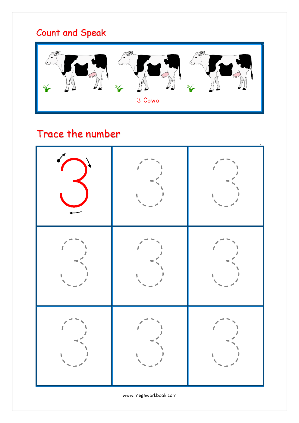 Printable 1 to 10 Tracing Worksheets 3