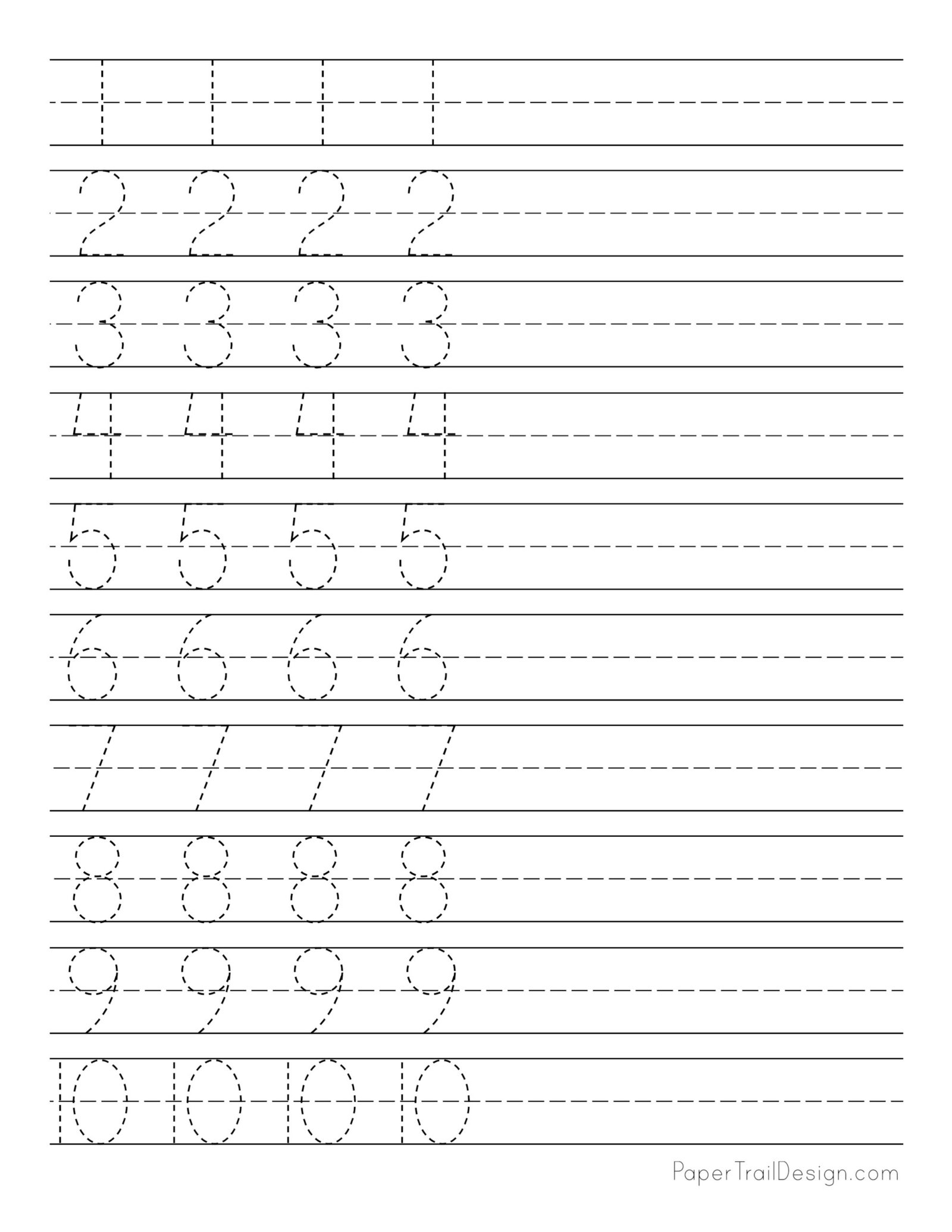 Printable 1 to 10 Tracing Worksheets 30