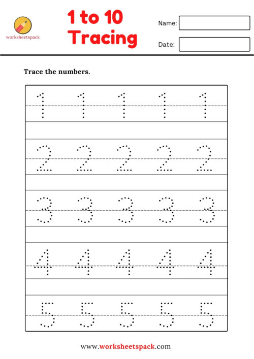 Printable 1 to 10 Tracing Worksheets 33