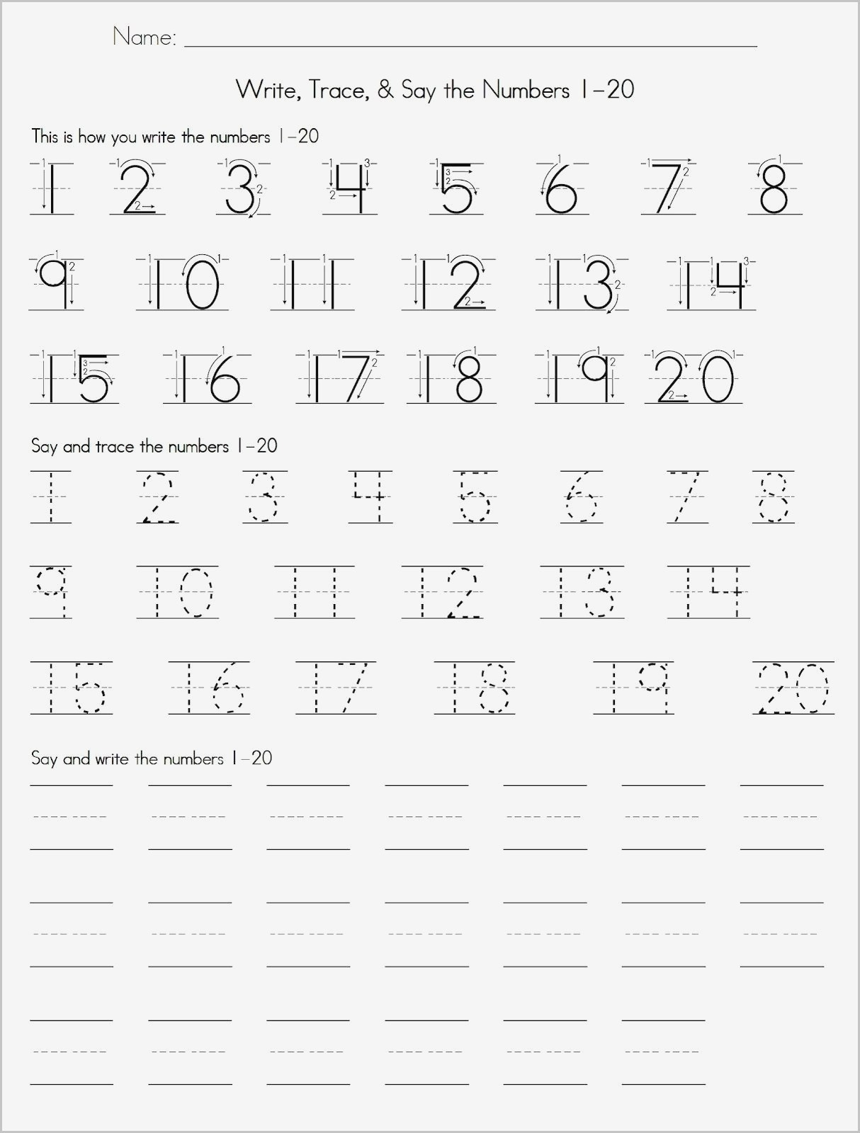 Printable 1 to 10 Tracing Worksheets 52