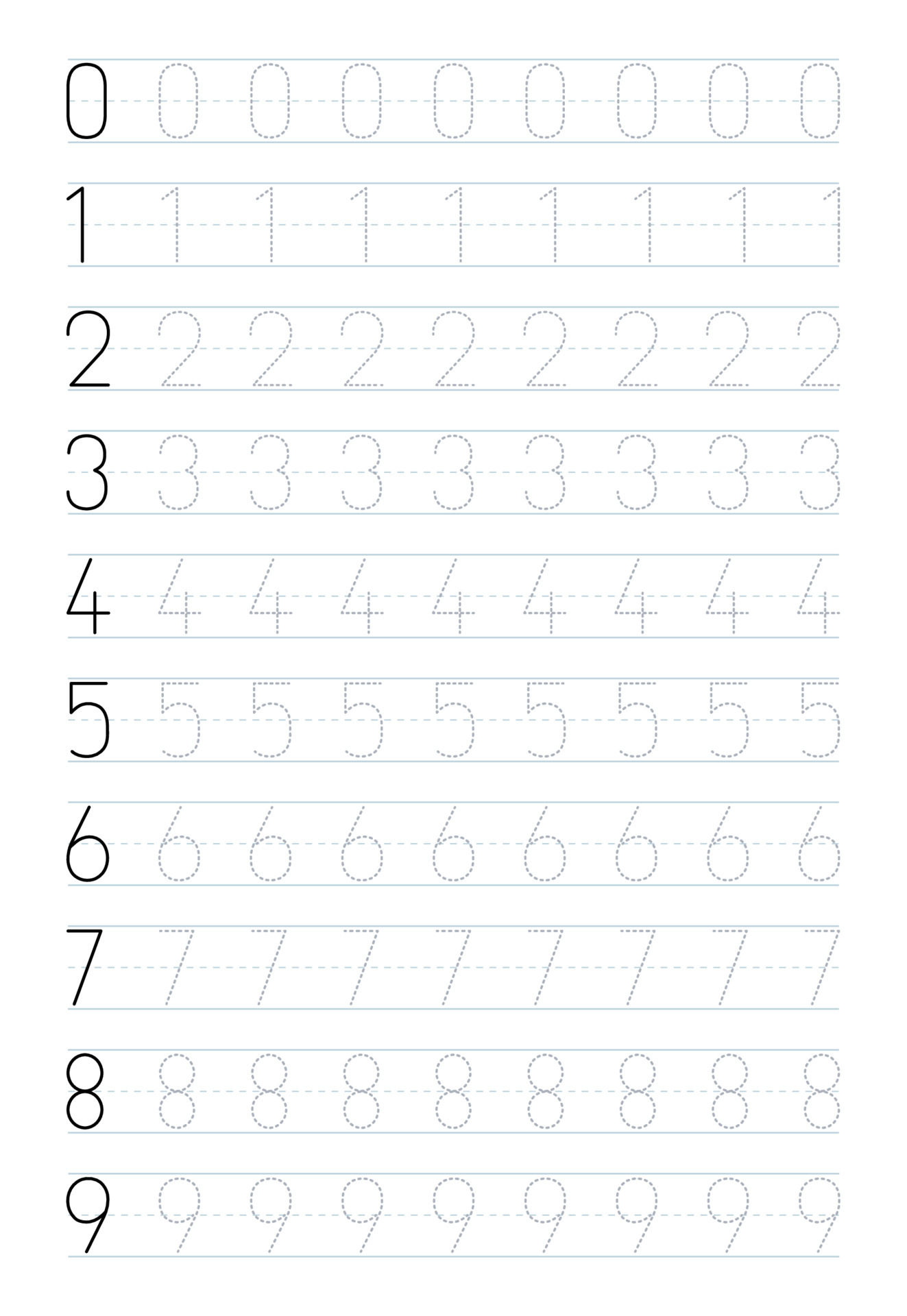 Printable 1 to 10 Tracing Worksheets 54