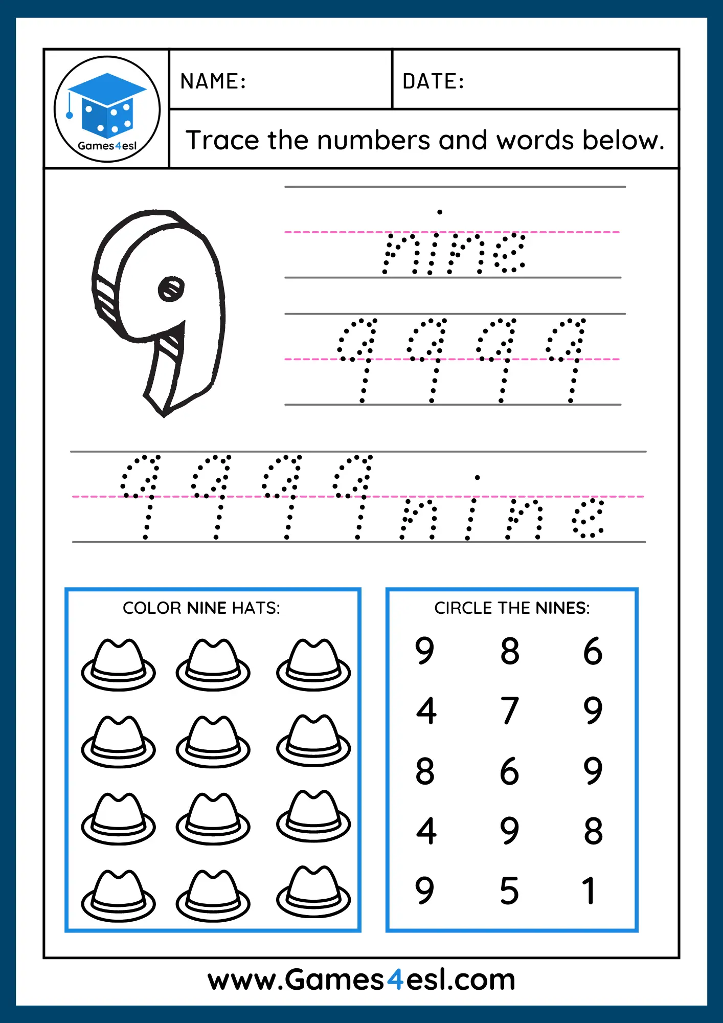 Printable 1 to 10 Tracing Worksheets 59