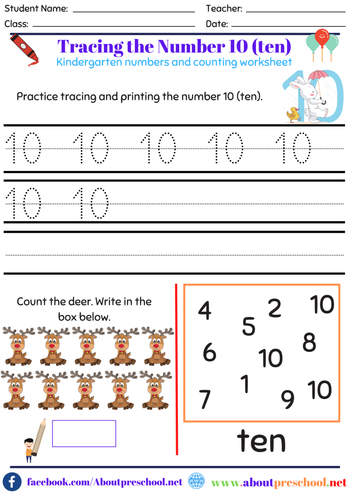 Printable 1 to 10 Tracing Worksheets 60