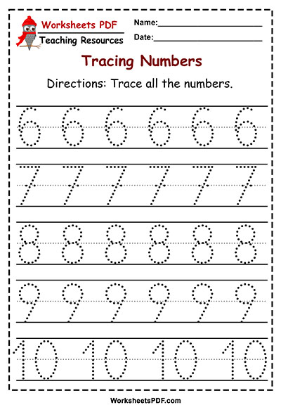 Printable 1 to 10 Tracing Worksheets 74