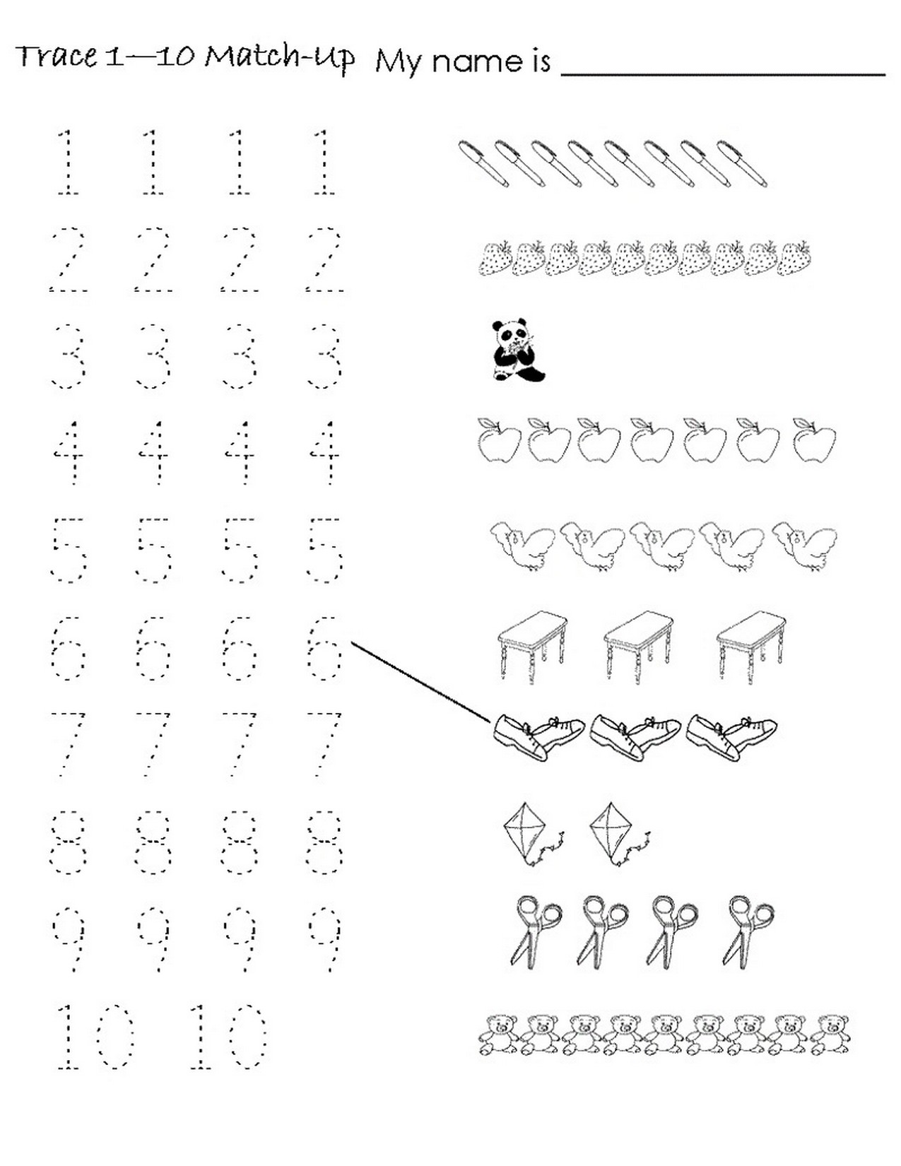 Printable 1 to 10 Tracing Worksheets 78