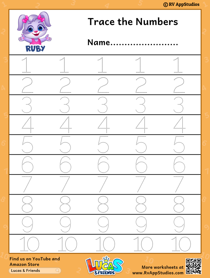 Printable 1 to 10 Tracing Worksheets 8