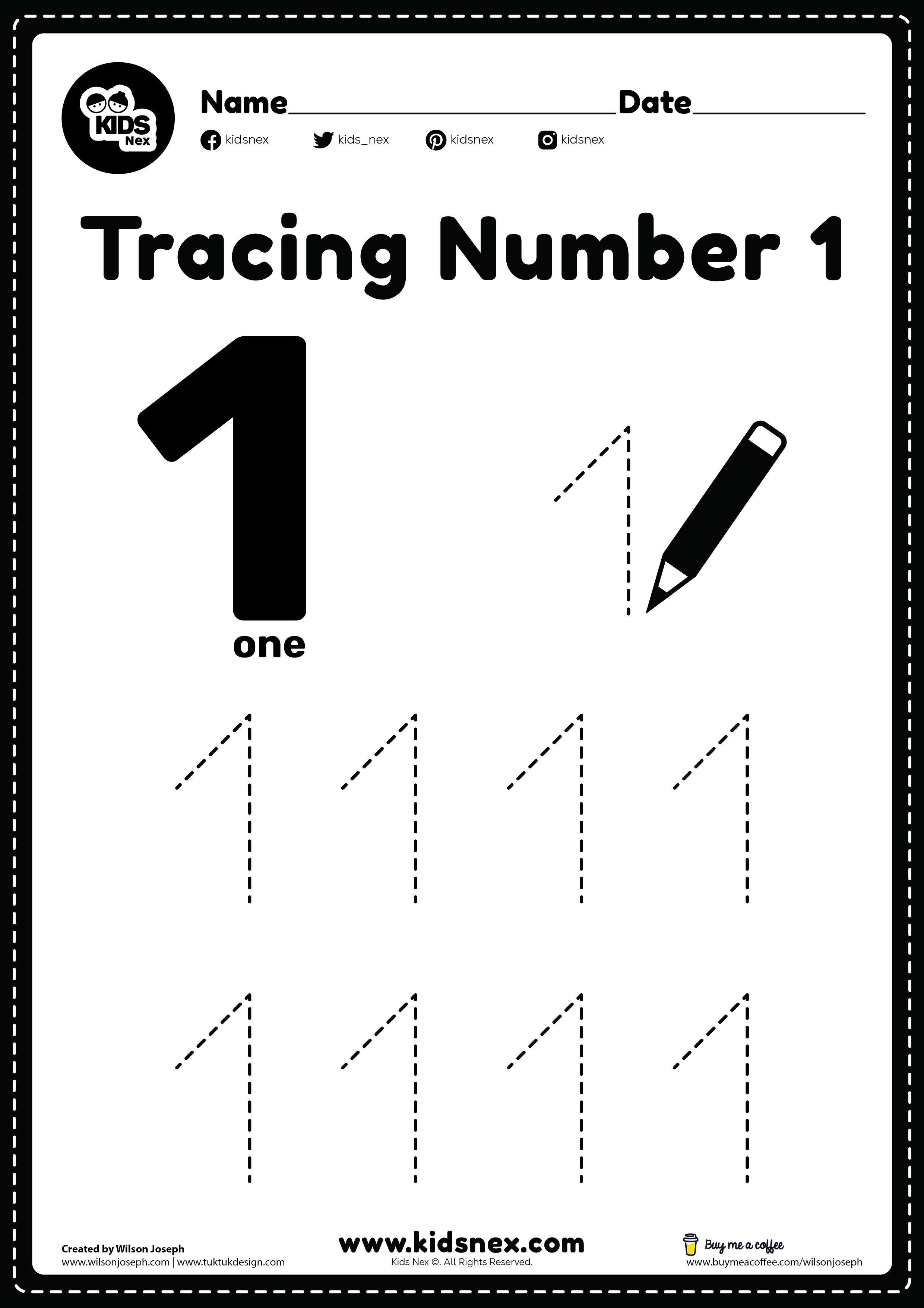 Printable 1 to 10 Tracing Worksheets 93