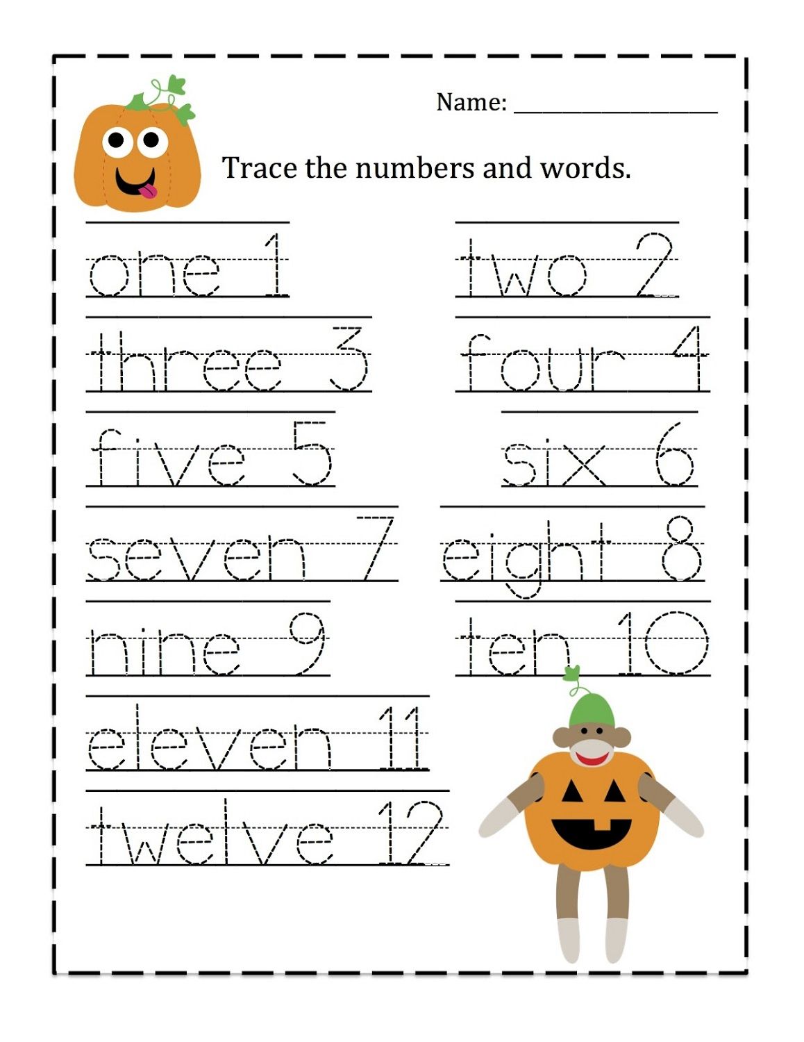 Printable 1 to 10 Tracing Worksheets 94