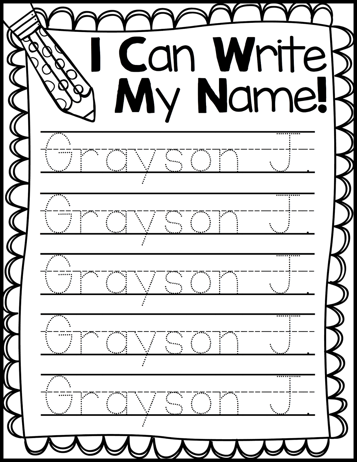 Printable Trace My Name Worksheet 1